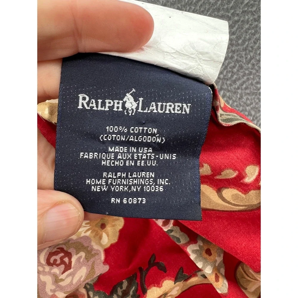 VTG RALPH LAUREN Danielle Marseilles Red Floral Full Queen Cotton Made in USA